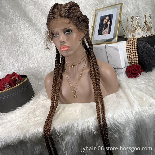 Cheap Braid hair wig synthetic hair wigs wholesale four long box braided twist lace wigs for black women